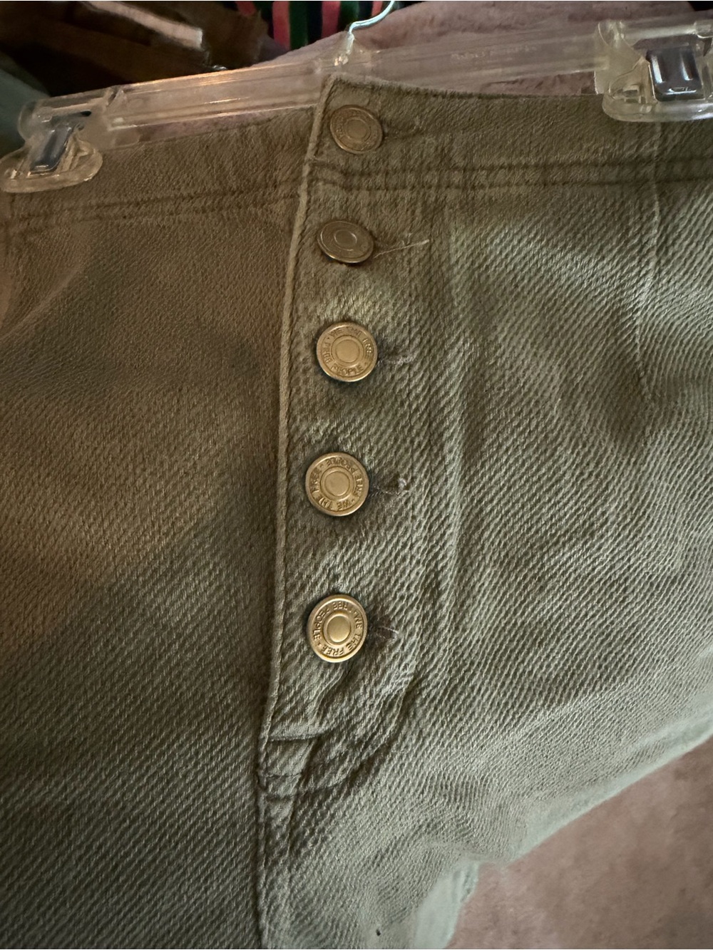 We The Free High-Rise Button-Front Shorts in Olive Green